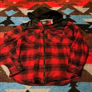 Red and Black mens zip up flannel